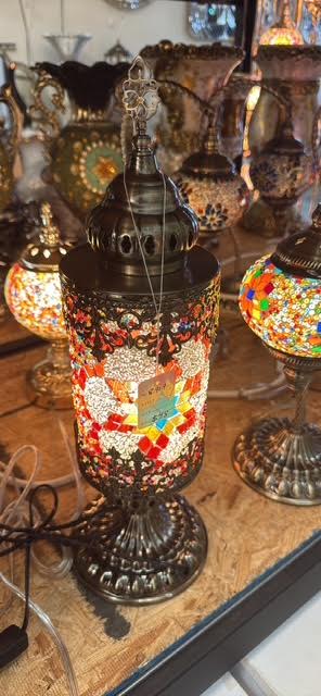 Turkish Style Table Lamp – Multicolor Glass, 15" Height, E26 LED Bulb