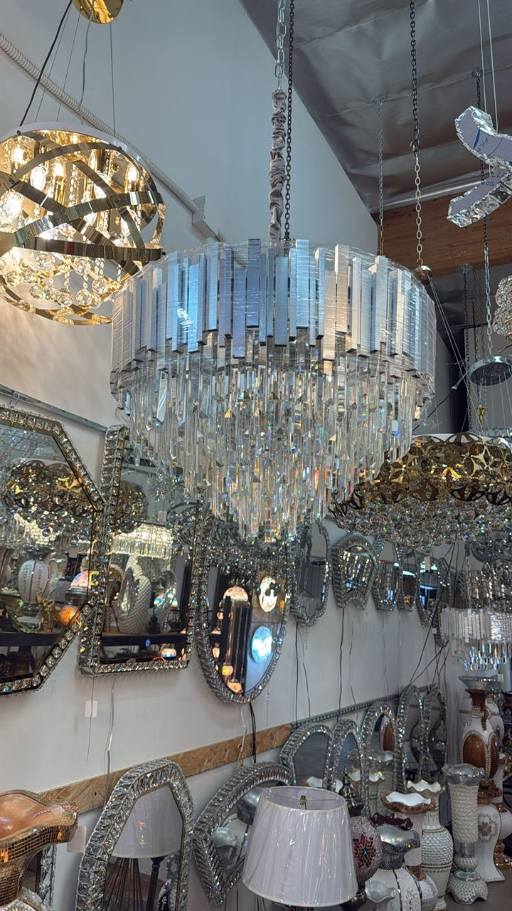 LED Radiant Prism Crystal Chandelier – W 21" x H 31"