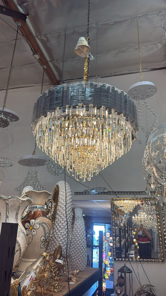 LED Modern Luxe Crystal Chandelier – W 21" x H 31"