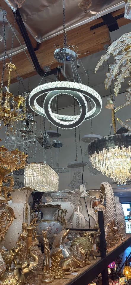 LED chandelier with orginial crystals Size:15H 15W for small circle Large circle: 26W26H