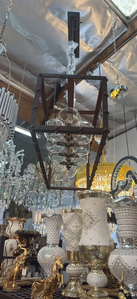 clearance Rustic Industrial Rectangular Chandelier with Glass Globes, 39”W x 15”H (Adjustable)