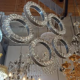(cleareance) Modern Crystal LED Chandelier with 5 Ring Design adjustable
