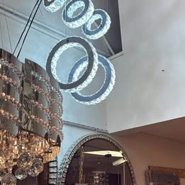 clearance Modern Crystal LED Chandelier with 6 Ring Design adjustable