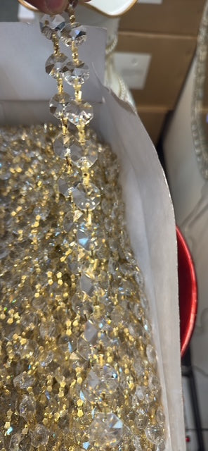 480 Crystal Beads with Golden Connectors – 30 Strands, 16 Pieces Each ( Adjustable)