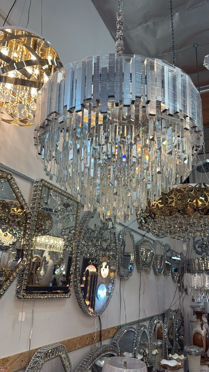 LED Radiant Prism Crystal Chandelier – W 21" x H 31"