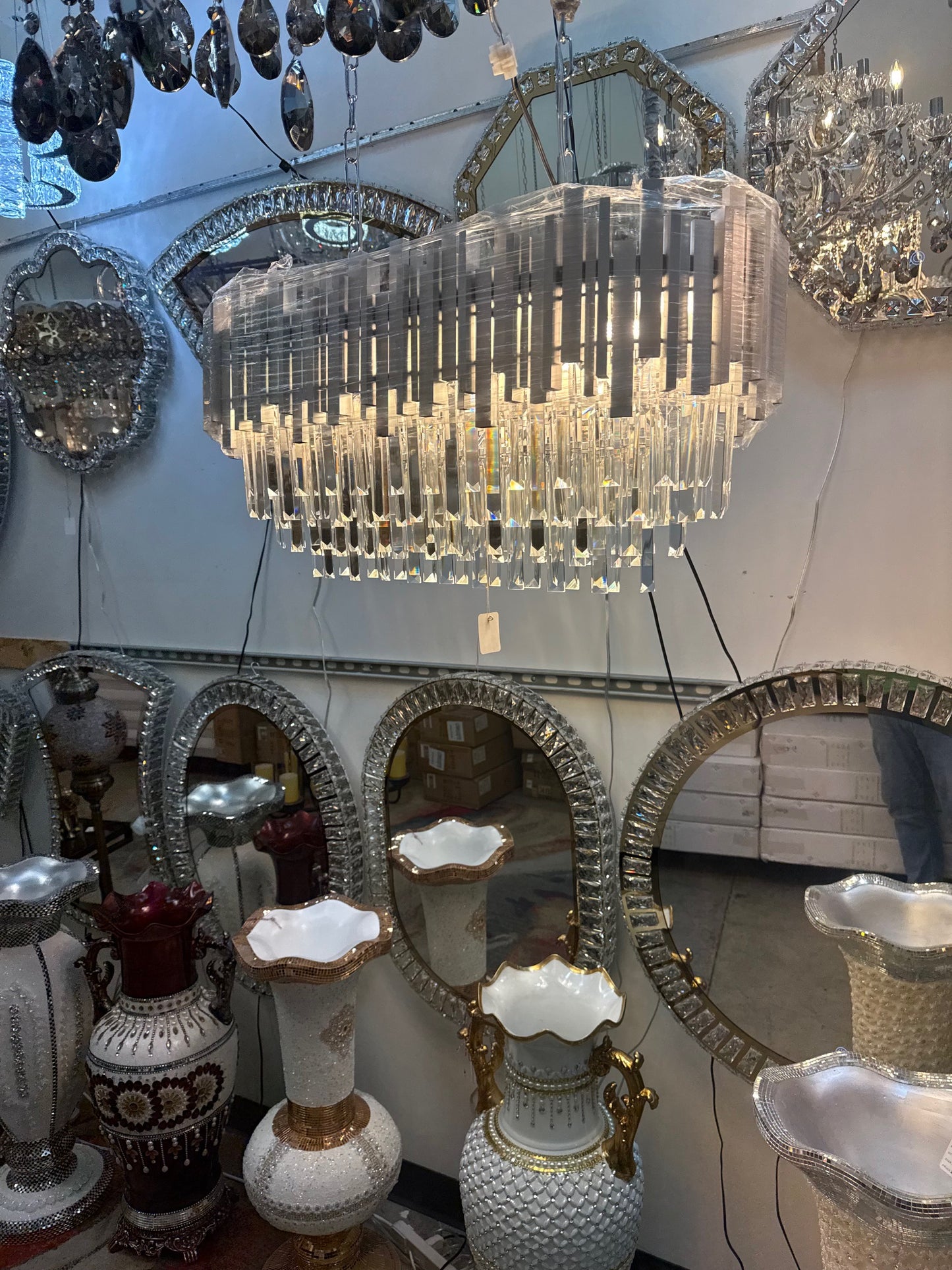Modern Rectangular Crystal Chandelier – Glam Elegance