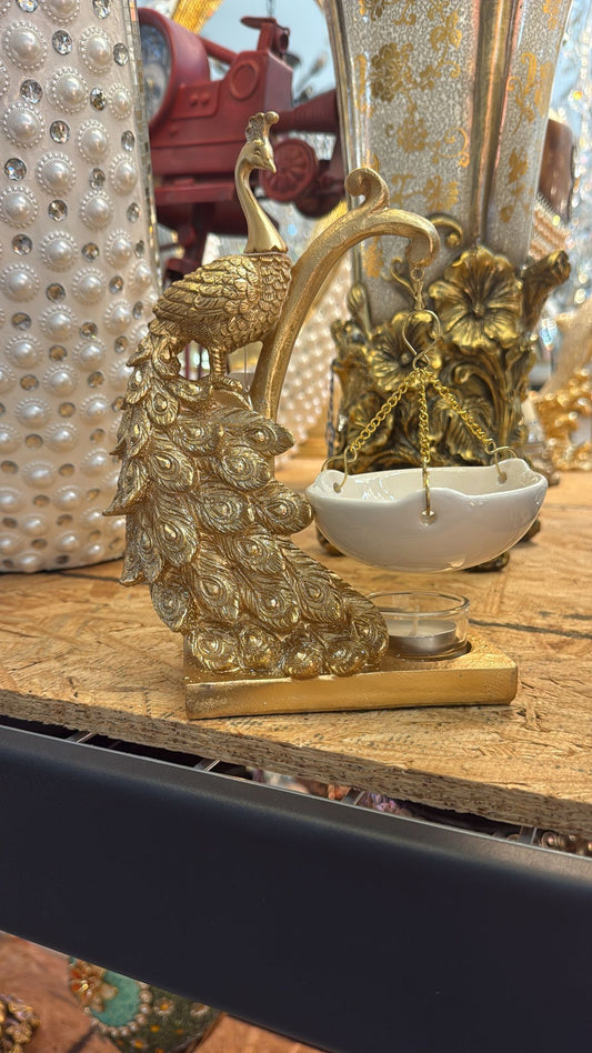 egal Golden Peacock Ceramic Oil Burner – H 7"