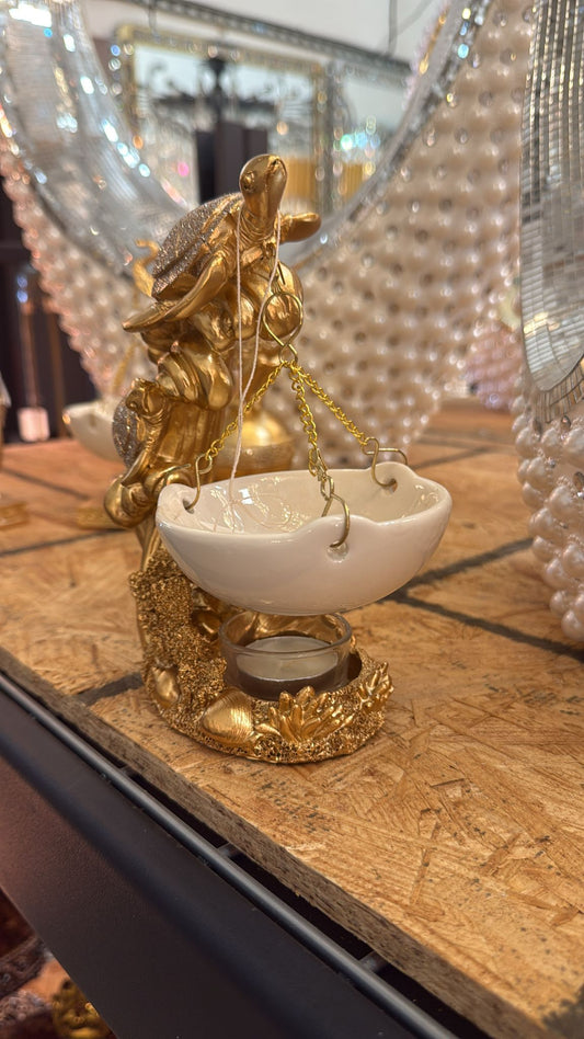 Golden Turtle Ceramic Oil Burner – H 7"
