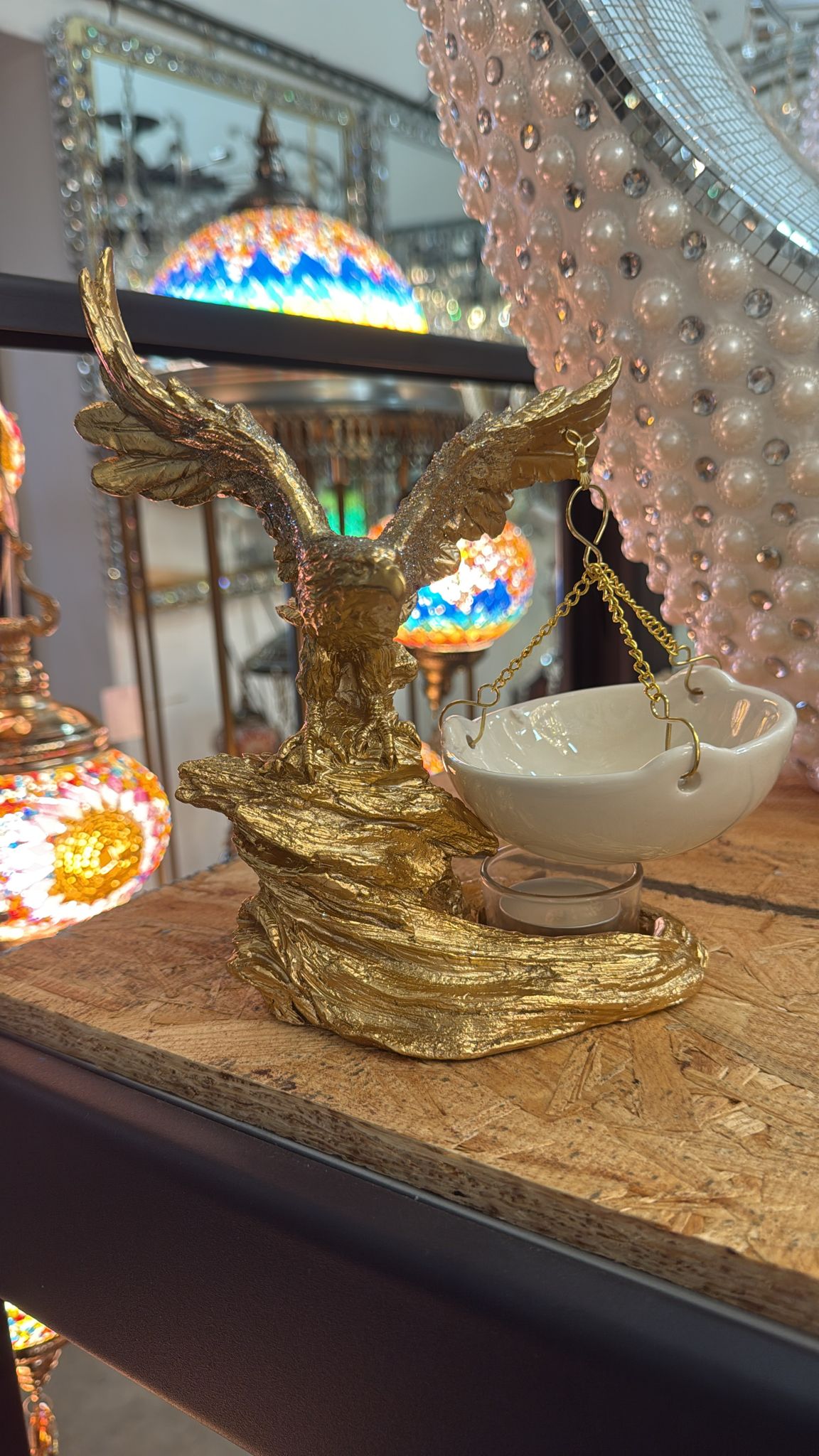 Majestic Golden Eagle Ceramic Oil Burner – H 7"