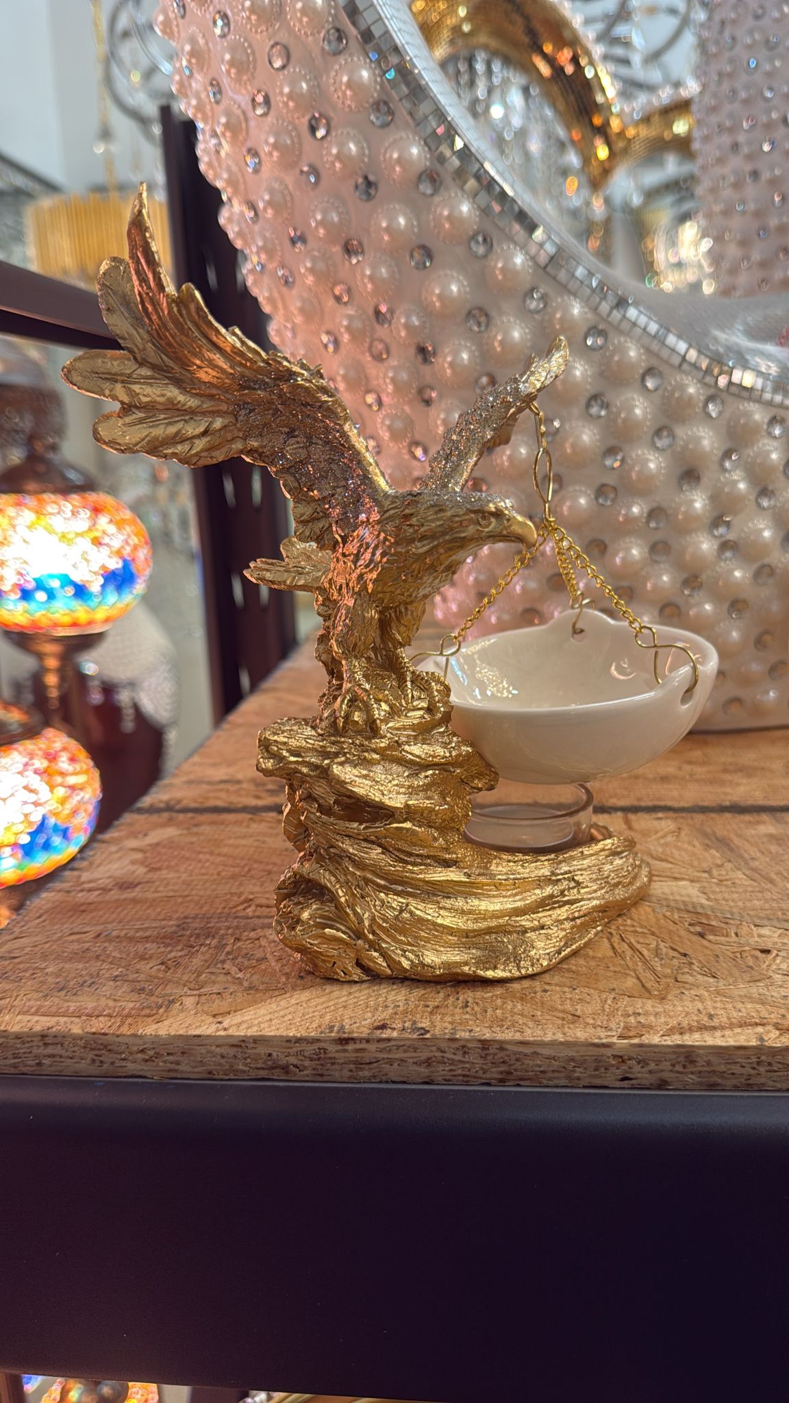 Majestic Golden Eagle Ceramic Oil Burner – H 7"