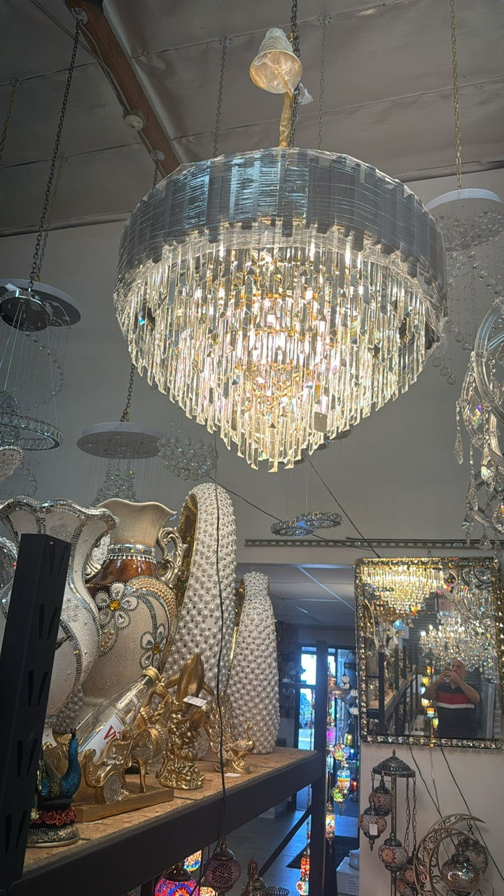 LED Modern Luxe Crystal Chandelier – W 21" x H 31"