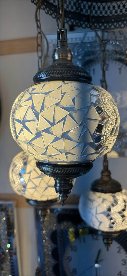 Handcrafted Turkish Mosaic Chandelier – 5 Globe Pendant Light