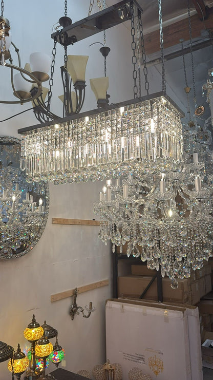 LED Rectangular Crystal Dining Chandelier – W 31" x H 14"