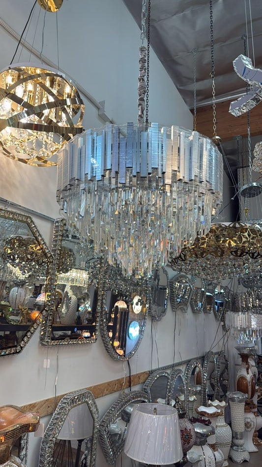 LED Radiant Prism Crystal Chandelier – W 21" x H 31"