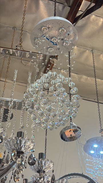 Modern Spiral Crystal Chandelier – Ceiling Mount LED 40MM crystal Fixture (Size: 29H 21)