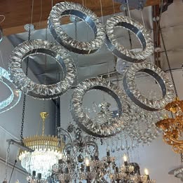 (cleareance) Modern Crystal LED Chandelier with 5 Ring Design adjustable