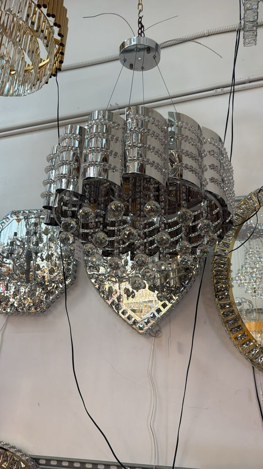 LED Modern Wave Crystal Chandelier – Adjustable Height – W 17" x H 11"