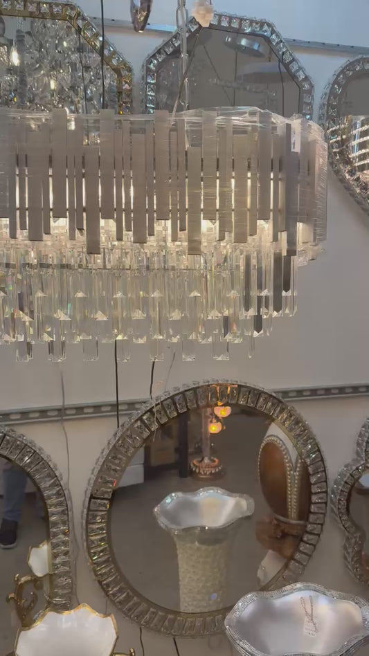 Modern Rectangular Crystal Chandelier – Glam Elegance