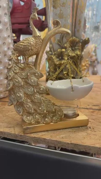 egal Golden Peacock Ceramic Oil Burner – H 7"