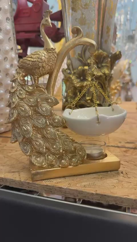 egal Golden Peacock Ceramic Oil Burner – H 7"