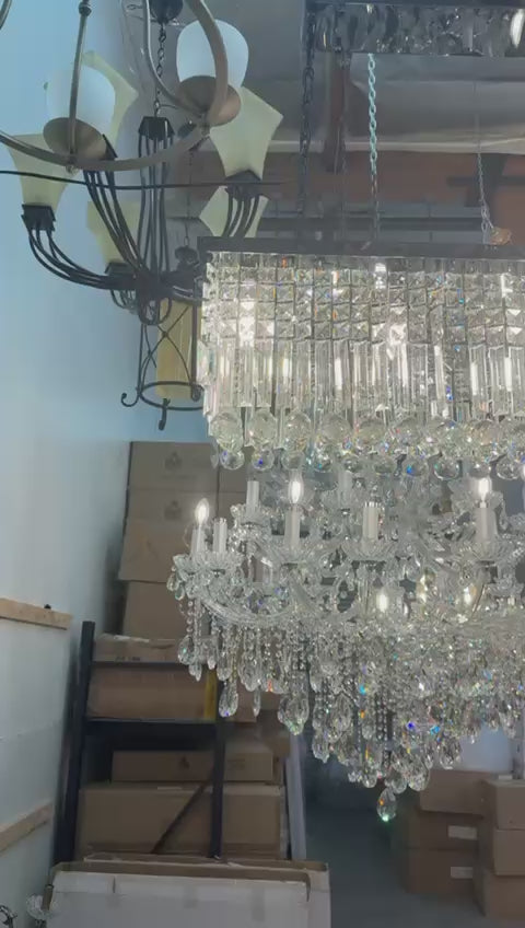 LED Rectangular Crystal Dining Chandelier – W 31" x H 14"