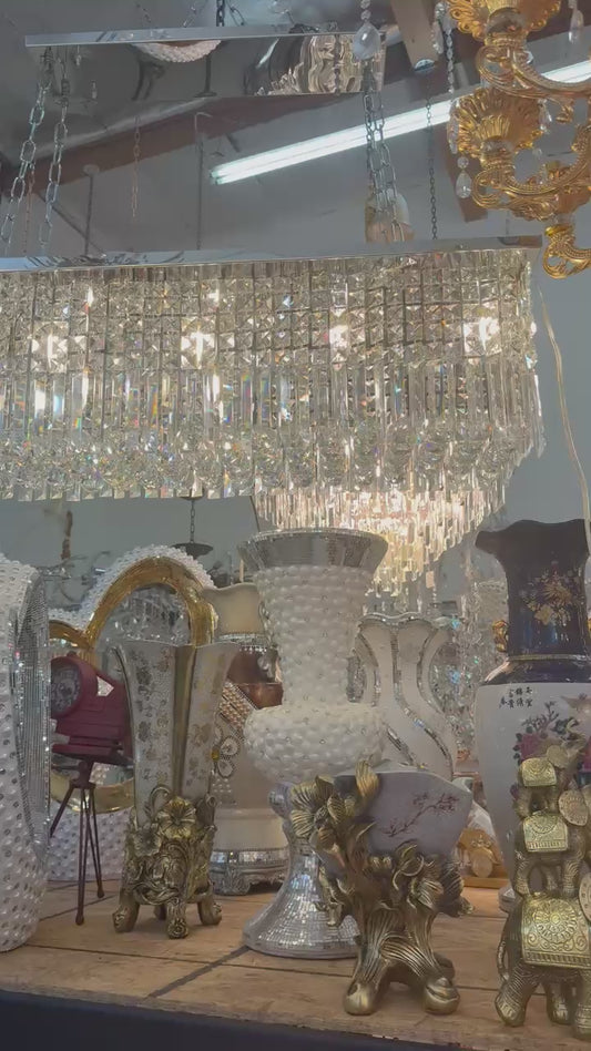 Sleek & Sparkling – Modern Crystal Rectangle Chandelier