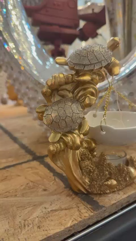 Golden Turtle Ceramic Oil Burner – H 7"