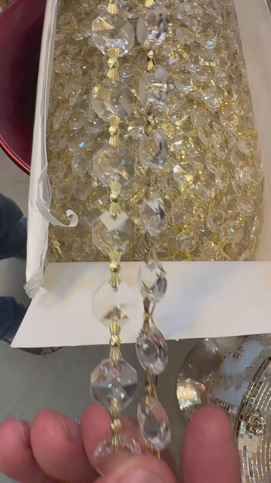 480 Crystal Beads with Golden Connectors – 30 Strands, 16 Pieces Each ( Adjustable)