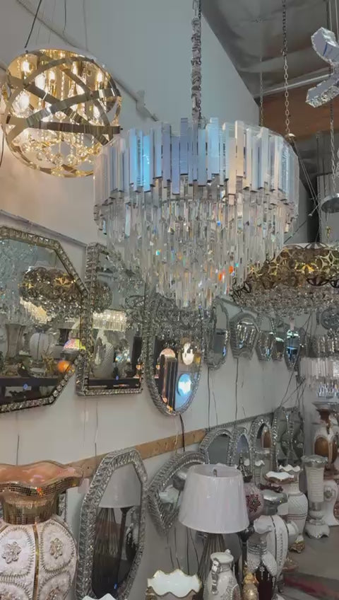 LED Radiant Prism Crystal Chandelier – W 21" x H 31"